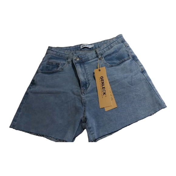 Genleck Crossover Jean Short High Waisted Strechy Denim - Picture 3 of 4